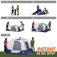8' X 7' 4-Person Instant Cabin Tent With LED Lighted Hub, Only 19 Lbs! Light Up Your Camping Experience!
