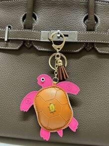 1pc Leather Turtle Ornament, Leather Turtle Bag Pendant Charm, Versatile Car Key Chain, Small Gift - Multicolor - View 2
