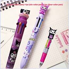 bandai 1 pennenset met 10 kleuren in de vorm van een cartoonfiguur (1 pen met 10 kleuren), schattige creatieve etui met tandpasta in de vorm van een kat, leuke organizer voor op het bureau van een student, cadeaudoos voor kantoorbenodigdheden, cartoonbalpen, set van 10 balpennen - snel drogende inkt, medium punt, leuke set kantoorbenodigdheden, geschikt voor tieners, krabbels, markeren, leuke etui, terug naar school