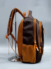 Large Laptop Backpack For School Executive Men's Adults Reinforced Waterproof - Coffee Brown - View 3