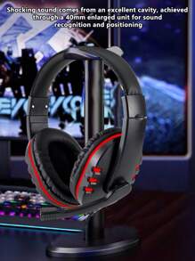 Wired Headphones With Microphone, Suitable For Work Meetings, Learning Recording, Gaming And Entertainment, Comfortable Wearing, Clear Calls, With Noise-Cancelling Microphone, 3.5mm Jack, Volume Control, Compatible With: Switch/Smartphone/PC/Tablet - Black and Red - View 2
