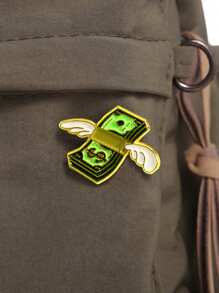 1pc Unique Winged Currency Shaped Alloy Fixed Brooch, Fashion Lapel Collar Decor Accessory