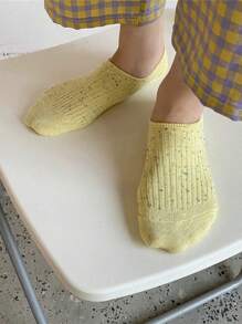 5 pares de calcetines bajos de mujer con estampado de rayas de colores aleatorios, calcetines invisibles