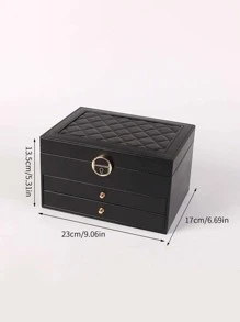 1/2/3-Layer Jewelry Box With Lock, Jewelry Organizer For Necklaces, Rings, Earrings Display Gifts For Women Back To School - Black - View 3