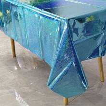 Plastic Tablecloth, Shiny Disposable Laser Rainbow Rectangle Tablecloth, Holographic Aluminum Foil Tablecloth For Rainbow Party, Birthday, Wedding, 137cm X 274cm