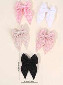 10 件装纯色发饰，适合幼儿女孩花朵图案蝴蝶结发夹，带尾巴，粉色白色蝴蝶结发夹，黑色发夹，女孩节日派对头饰，儿童婴儿发饰 - 彩色 - 查看 6