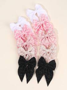 10 件装纯色发饰，适合幼儿女孩花朵图案蝴蝶结发夹，带尾巴，粉色白色蝴蝶结发夹，黑色发夹，女孩节日派对头饰，儿童婴儿发饰 - 彩色 - 查看 8