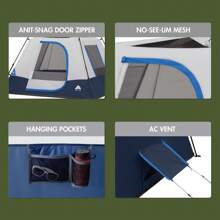 8' X 7' 4-Person Instant Cabin Tent With LED Lighted Hub, Only 19 Lbs! Light Up Your Camping Experience!