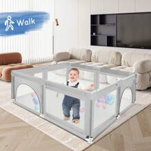 Parque Infantil para Bebés 120 x 120 x 66 cm, con 50 Bolas Marinas, Compacto y Estable, Protección de Espuma, Malla Transparente Antideslizante Transpirable, Cremallera, Adecuado para bebés y niños pequeños, Interior y Exterior