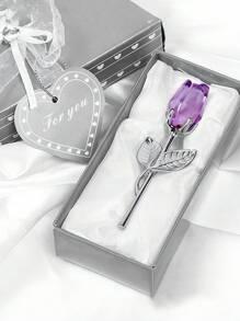 1pc Glass Rose Mini Crystal Flower Artificial Flowers,Mini Crystal Gift Box Decoration Red Rose Flower Artificial Flowers Party Gift For Women, Glass Rose Mini Crystal Flower Artificial Flowers Wedding Party Gift Room Ornament Office Desktop Decoration