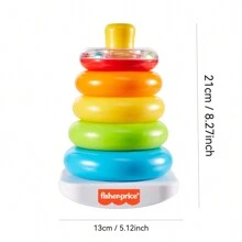 Mattel Fisher-Price Baby Stacking Toy Rock-A-Stack, podstawa Roly-Poly z 5 kolorowymi pierścieniami dla dzieci w wieku od 6 miesięcy