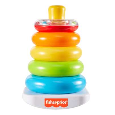 Mattel Fisher-Price Baby Stapelspielzeug Rock-A-Stack, Wippfuß mit 5 bunten Ringen für Alter ab 6+ Monaten