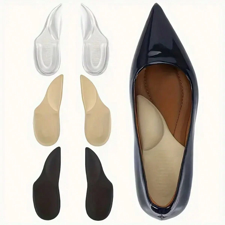 2片装足弓支撑硅胶鞋垫，柔软硅胶半鞋垫，适用于休闲鞋、运动鞋、高跟鞋、猫跟鞋、女士浅口鞋 - 彩色 - 查看 1