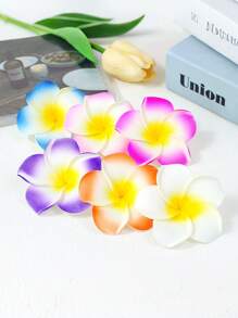 3 件装甜美女士鸡蛋花发夹可爱海边度假风格花卉发饰，波西米亚风格清新雏菊发夹，适合海岛海滩度假派对，鳄鱼发夹，百搭发饰，春夏 - 彩色 - 查看 2