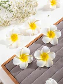 3 件装甜美女士鸡蛋花发夹可爱海边度假风格花卉发饰，波西米亚风格清新雏菊发夹，适合海岛海滩度假派对，鳄鱼发夹，百搭发饰，春夏 - 彩色 - 查看 3