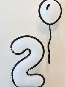 55pcs/Set 40inch (Approx. 101cm) White Number 0-9 Foil Balloons, Black & White Cartoon Balloons For Birthday Party Decor