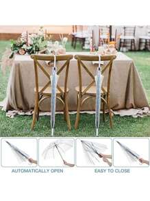 4pcs Windproof Clear Umbrellas With Auto Open, Dome Design & J Hook Handle - Perfect For Weddings & Graduations - Clear - View 10
