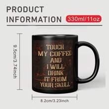 1 tazza da caffè in ceramica da 330 ml con manico, tazza con disegno sublimato unico, tazza nera solida, regalo originale, adatta per bevande calde o fredde come caffè freddo, whisky, succo. Ottima per Ognissanti, Natale, matrimonio, compleanno, San Valentino. - nero - Visualizzare 8