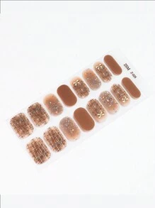 Maroon New 16-Finger Nail Art With Gold Foil Imitation Rhinestone Flower Waterproof Full Nail Varnish Film Nail Sticker Nails - Maroon - View 4