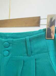 ISADORA MODA Women's Carrot Pants Twill, 2 Buttons, With Pockets, Solid Color() - Mist Green - View 3