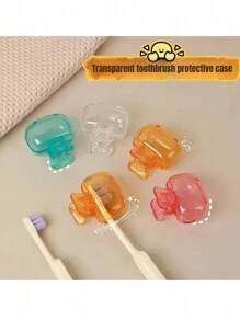 1pc/2pcs/3pcs Toothbrush Head Protector Case, Portable Toothbrush Cap Cover, Home Travel Electric Toothbrush Dustproof Holder, Cartoon Toothbrush Head Storage Box. Suitable For Travel And Commuting. Dustproof And Breathable.