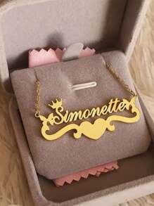 1pc Gold Silver Stylish Niche Simple Custom Cute Butterfly Name Necklace Stainless Steel Name Jewelry Necklace, Personalized Stainless Steel Laser Cut Name Necklace Unique Ideal Gifts For Her Girlfriend, Mom, Family, Friends, Daughter, Her, Grandparents For Anniversaries, For Birthdays, For Daily Wear, For Prom, For Mother's Day, For Valentine's Day, For Graduation, For Weddings Valentines - Multicolor - View 5