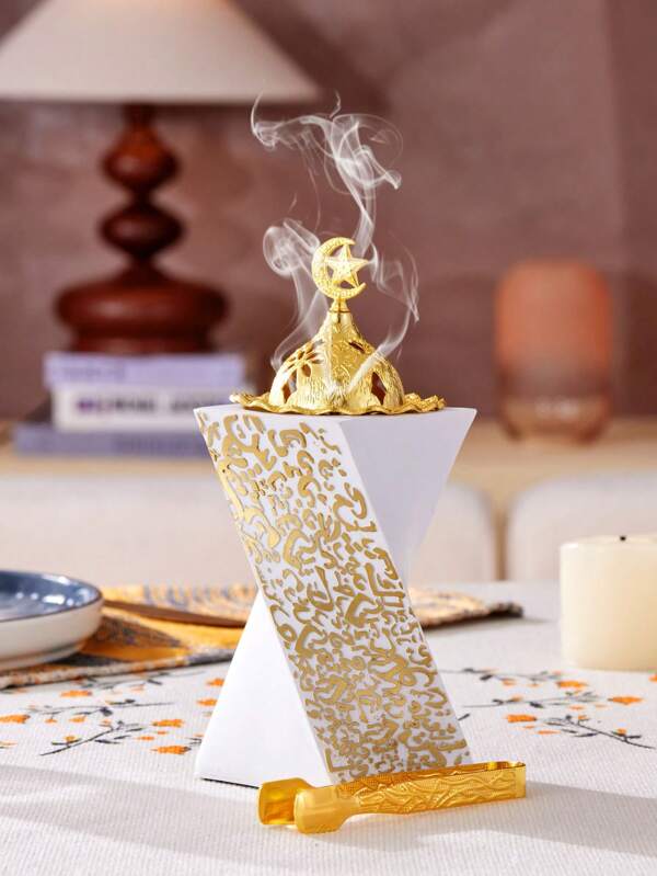 1pc/Set Rama Resin Incense Burner, Incense Burner Clip, European Romantic Desktop Decoration, Candlelight Dinner Atmosphere, Stars, Moon, Lanterns Rama E-I-D