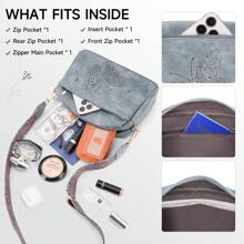 Women's Small Crossbody Bags - Vegan Leather Butterfly Shoulder Handbags With Wide Strap, Lightweight And Stylish Purses For Everyday Use - Màu xanh lam - Xem 3