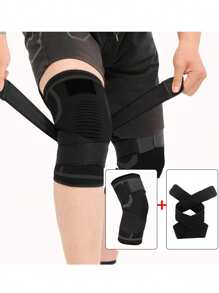 Joelheiras Esportivas e de Fitness Masculinas, Joelheira de Compressão Tricotada para Caminhada, Basquete, Ciclismo, Academia, Confortável