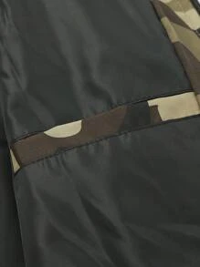 男士长袖休闲连帽抽绳多功能防风运动迷彩印花时尚夹克，四季皆宜，适合秋季穿着 - 軍綠色 - 查看 9