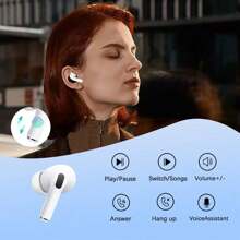 A9 Pro Noise Cancelling Earbuds, Wireless Ear Buds Noise Cancelling Bluetooth Headphones USB Charging With 13 Functions LED Display Mic For Phone & Android (White) - 1 - View 2