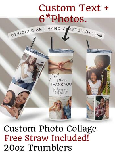 Personalized Photo Tumbler, Customized 20oz Stainless Steel Insulated Tumbler- Double Wall Lid(Free Random Straw Sent), Tumbler With Picture, Picture Tumbler, Photo Tumbler, Custom Tumbler, Gift For Her, Gift For Dad, A Unique Christmas Gift. Leak Proof, Fits Cup Holders, Great For All Seasons, Ideal For Camping, Travel - For Housewarming Living Room,Bedroom,Tea Room,Home,Dining Room,Office,School Easy To Clean, Exquisite,High-Quality Custom,Personalized,Unique Ideal Gifts For Her Her,Boyfriend,Girlfriend,Dad,Mom,Family,Friends,Son,Daughter,School Students,Workers,Kids School,Home,Office