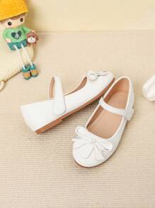 Zapatos planos para niñas con decoración de lazo, adecuados para estudiantes en otoño/invierno - Blanco - Ver 3