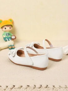 Zapatos planos para niñas con decoración de lazo, adecuados para estudiantes en otoño/invierno - Blanco - Ver 4