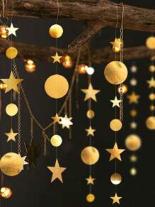 3 piezas y 1 pieza Decoraciones de círculo en espiral con efecto metálico dorado de 380 cm/149 pulgadas, adecuadas para todas las estaciones, vacaciones, cumpleaños, fiestas, adorno colgante de fondo, decoración del hogar, decoración de habitación, decoración de pared - Dorado - Ver 3