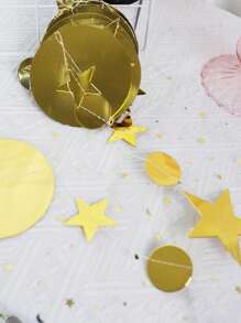 3 piezas y 1 pieza Decoraciones de círculo en espiral con efecto metálico dorado de 380 cm/149 pulgadas, adecuadas para todas las estaciones, vacaciones, cumpleaños, fiestas, adorno colgante de fondo, decoración del hogar, decoración de habitación, decoración de pared - Dorado - Ver 8