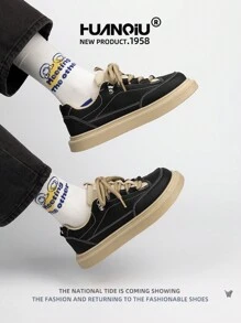 HUANQIU Women's Thick Sole Versatile Sport Casual Shoes, Small White Shoes, Comfortable Nice Shoes For All Seasons, Black, Khaki, Beige, Black, Student Casual Flat Shoes - Black - View 9