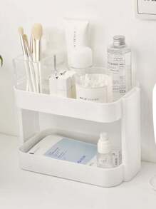 1pc Multi-Tier Desktop Organizer Shelf. Bedside Bookshelf. Student/Office Computer Desk Storage Rack - White - View 10