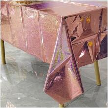 Plastic Tablecloth, Shiny Disposable Laser Rainbow Rectangle Tablecloth, Holographic Aluminum Foil Tablecloth For Rainbow Party, Birthday, Wedding, 137cm X 274cm