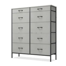 10 Gray Drawer Dresser Tall Chest Fabric Storage Organizer Bedroom Cabinet Unit - 1 - View 3