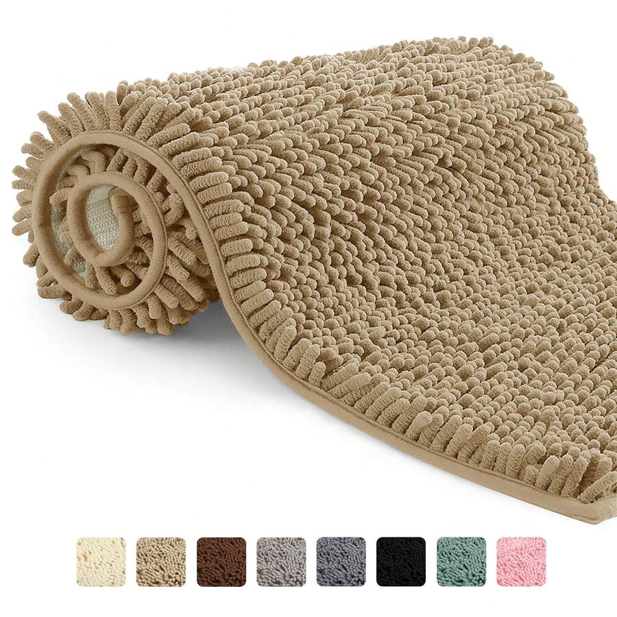 Farfallarossa 超细纤维浴室垫，柔软长绒，防滑，可洗，马桶垫，地毯