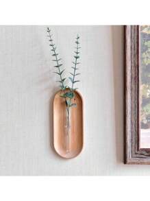 1 Stück Wanddekoration Wandblumenanordnung Anhänger DIY Handgemachte Vase Wohnzimmer Schlafzimmer Kreative Holzplatte Blumenutensilien Wanddekoration, Gartendekoration, Outdoor, Pflanzgefäß, Pflanzentopf, Gärtnerei