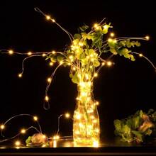 LED String Lights 20m 200LED Fairy Lights, AA Battery Powered Fairy String Lights, Waterproof Silver Wire Copper Wire String Lights For DIY Wedding Dorm, Bedroom, Party, Flower Decoration, Birthday Decoration, Campus Decoration, Holiday Decoration, Courtyard Garden Decoration, Etc