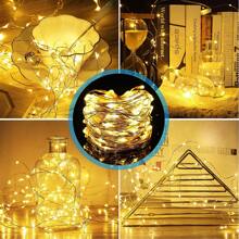 LED String Lights 20m 200LED Fairy Lights, AA Battery Powered Fairy String Lights, Waterproof Silver Wire Copper Wire String Lights For DIY Wedding Dorm, Bedroom, Party, Flower Decoration, Birthday Decoration, Campus Decoration, Holiday Decoration, Courtyard Garden Decoration, Etc