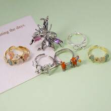 1pc Women's Delicate Light Luxury Design Fresh And Sweet Style Open Adjustable Zirconia Butterfly Ring Suitable For Weddings, Parties, Daily Wear Elegant Party