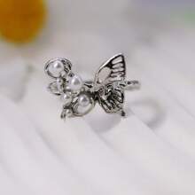 1pc Women's Delicate Light Luxury Design Fresh And Sweet Style Open Adjustable Zirconia Butterfly Ring Suitable For Weddings, Parties, Daily Wear Elegant Party