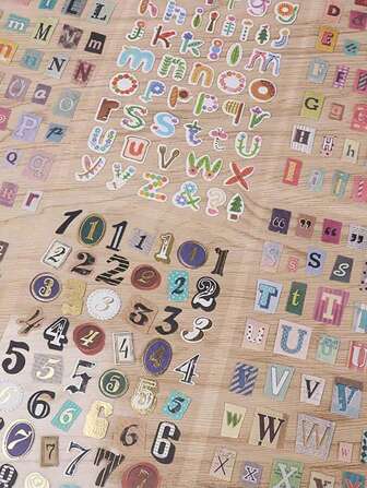 6pcs Vintage Letter & Number Stickers, Suitable For Scrapbooking, Diary Decoration, DIY Photo Album Crafts , Back To School Gifts
