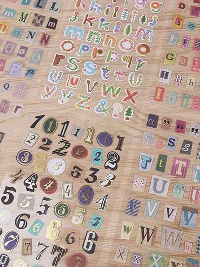 6pcs Vintage Letter & Number Stickers, Suitable For Scrapbooking, Diary Decoration, DIY Photo Album Crafts , Back To School Gifts