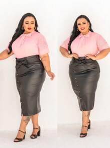 Plus Size Skirts - 黑色 - 查看 3