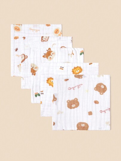 5pcs 25*25cm Baby Towels , Highly Absorbent, Softer, Suitable For Baby Washing Face, Bathing And Adults Use